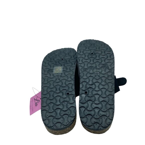 Lia Women Black Double Buckle Sandals With Cork Sole Size 11 NEW - Picture 6 of 8